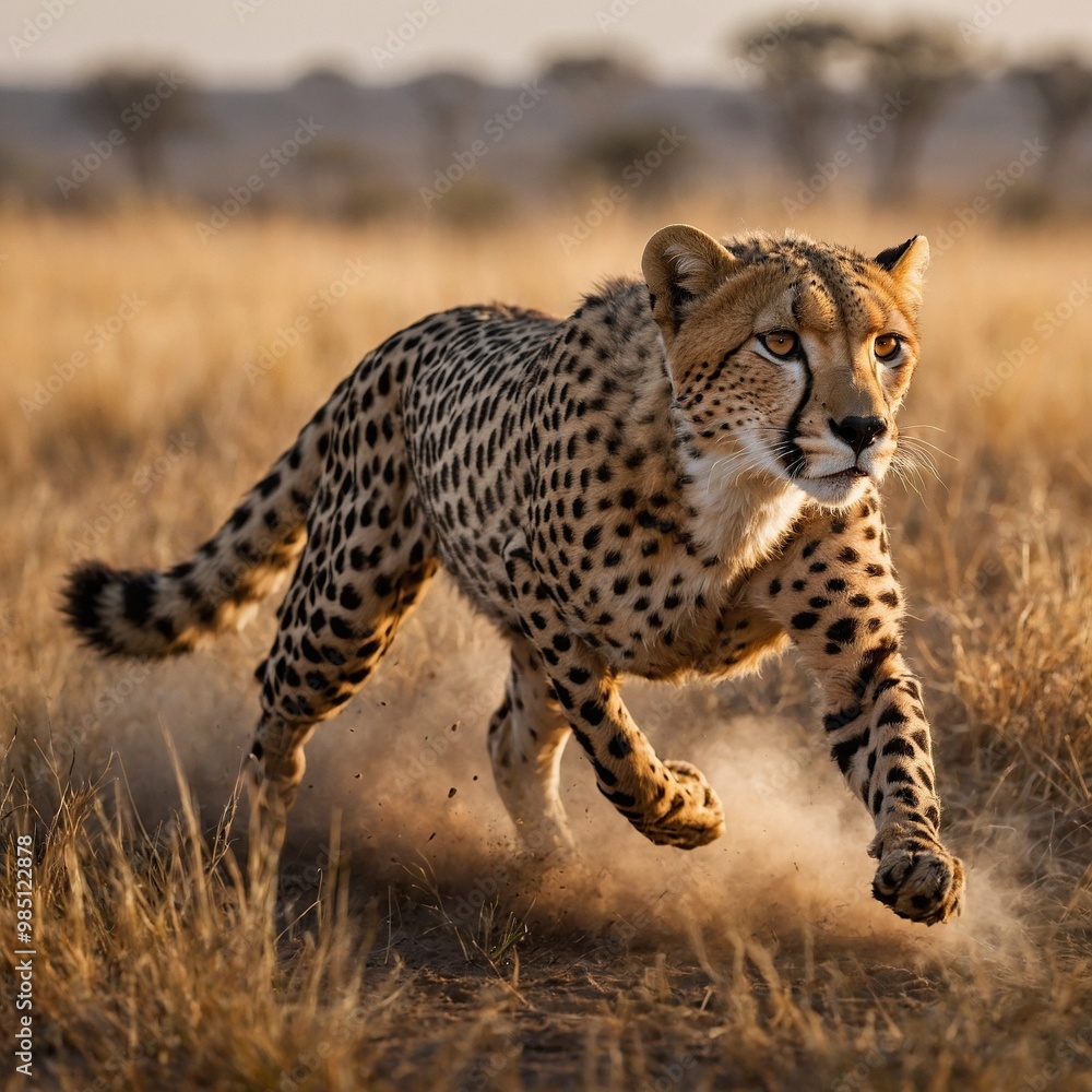 Cheetah in Full Sprint During a High-Speed Chase Cheetah in Full Sprint During a High-Speed Chase
