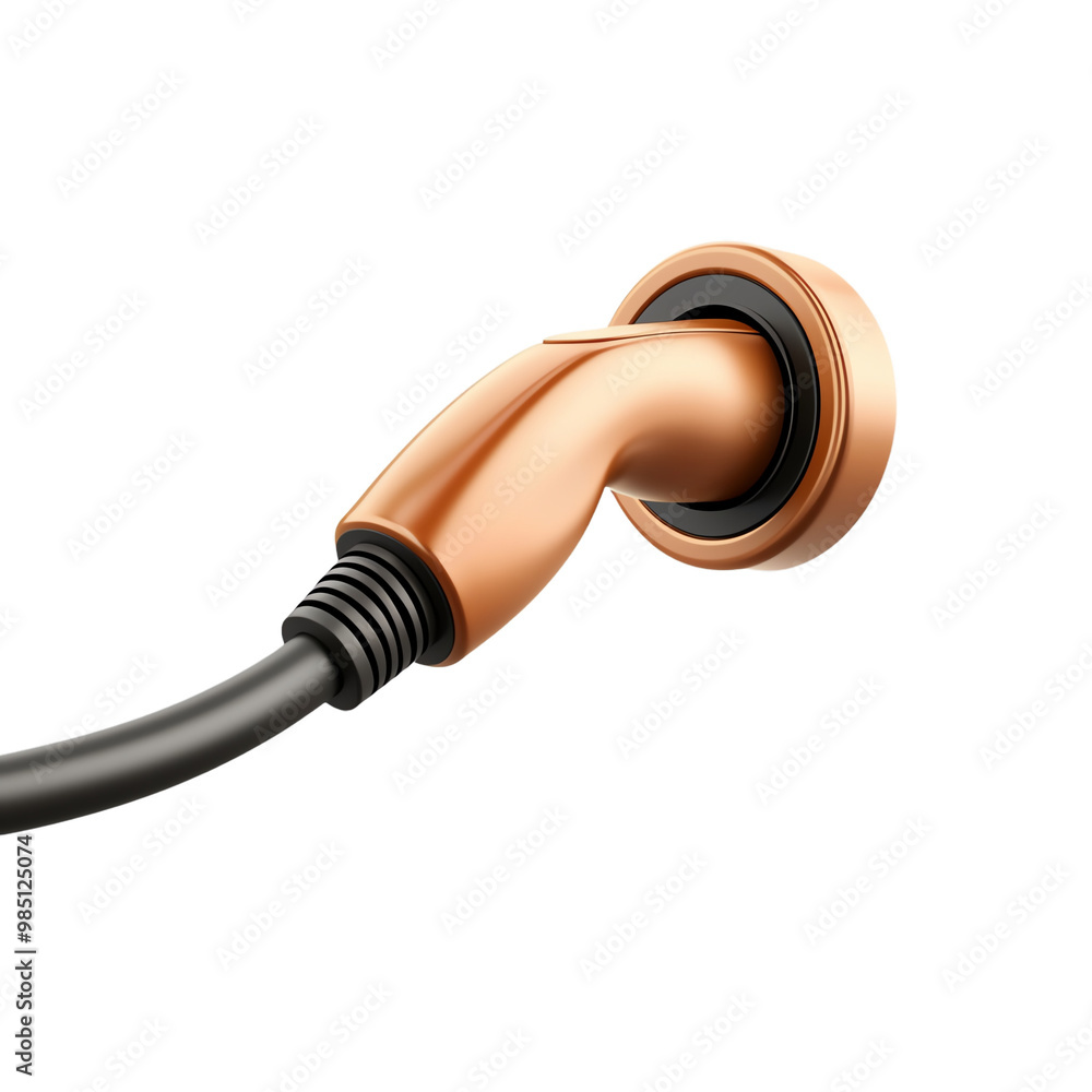 Naklejka premium Copper electrical connector with a black cable on a white isolate background. transparent background