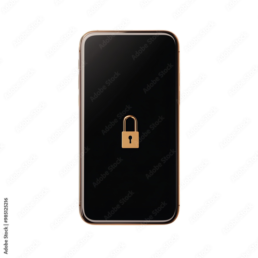 Smartphone with a security lock icon isolated on white background. transparent background Smartphone with a security lock icon isolated on white background. transparent background