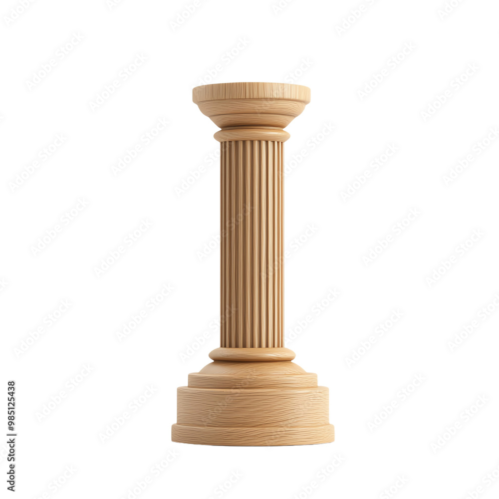 Wooden column with intricate details, isolated on a white background. transparent background Wooden column with intricate details, isolated on a white background. transparent background