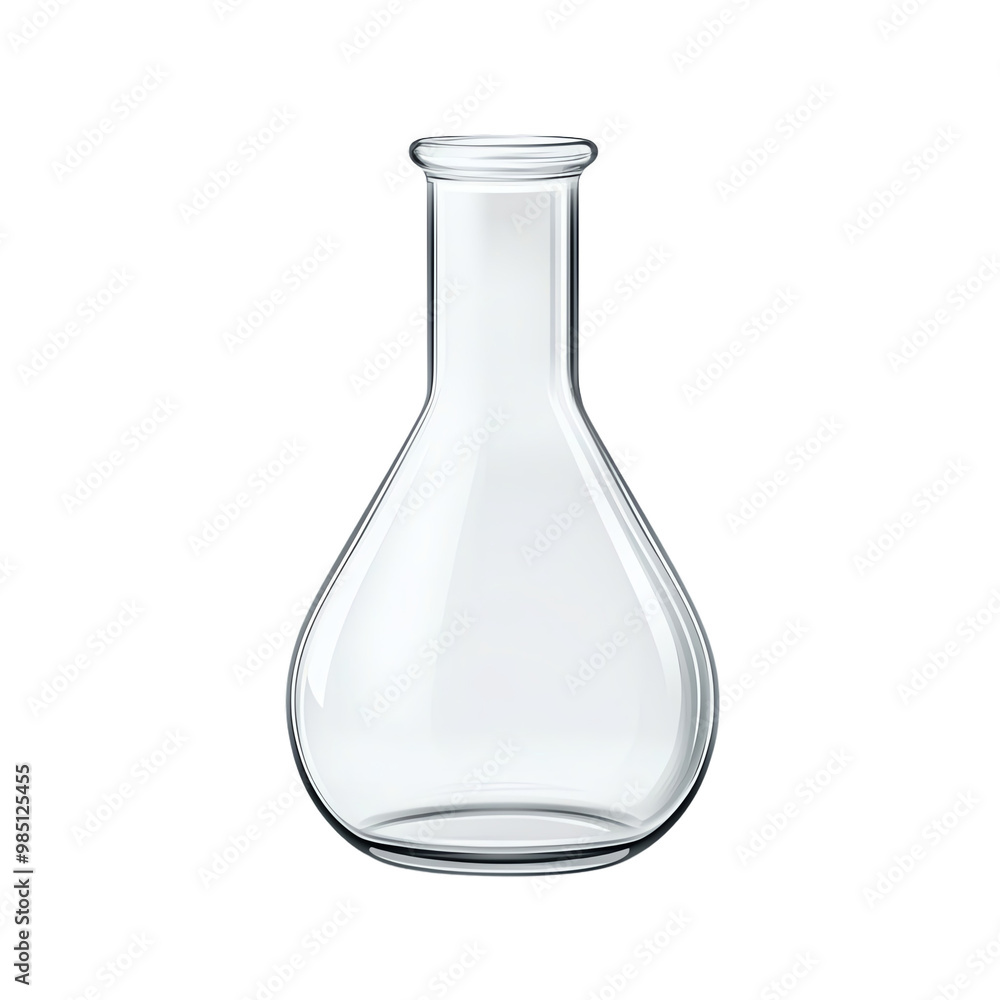 Clear laboratory flask on a white isolated background. transparent background Clear laboratory flask on a white isolated background. transparent background