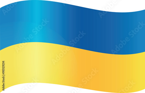 Vector Ukrainian flag waving on a transparent background