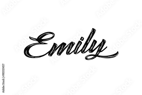 The name “Emily” written in a stylized colorful retro font