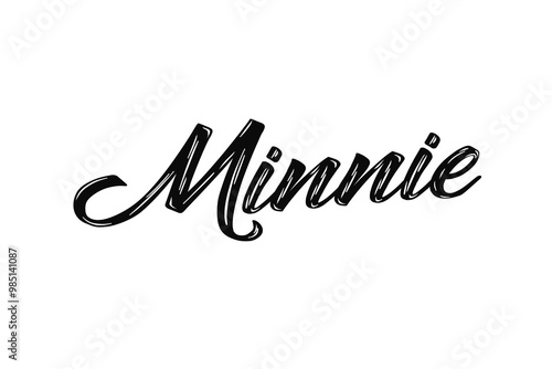 The name “Minnie” written in a stylized colorful retro font