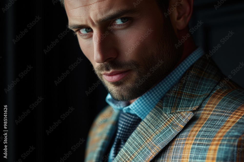 Portrait of handsome man in checked suit Portrait of handsome man in checked suit