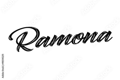 The name “Ramona” written in a stylized colorful retro font photo