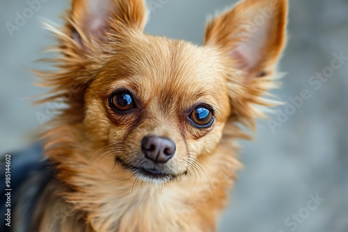 Cute Chihuahua puppy with big brown eyes looking at the camera