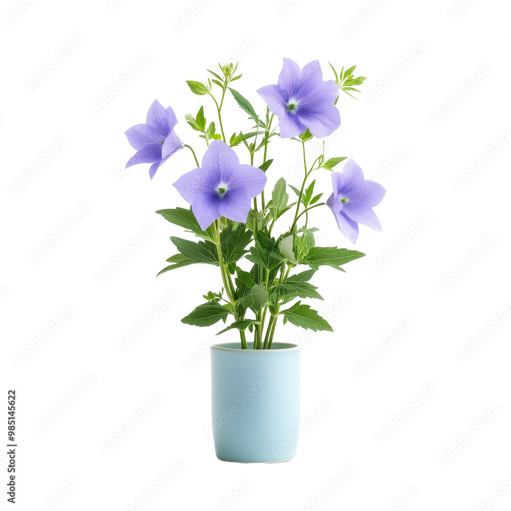 Fototapeta premium Purple Balloon Flower in Blue Pot