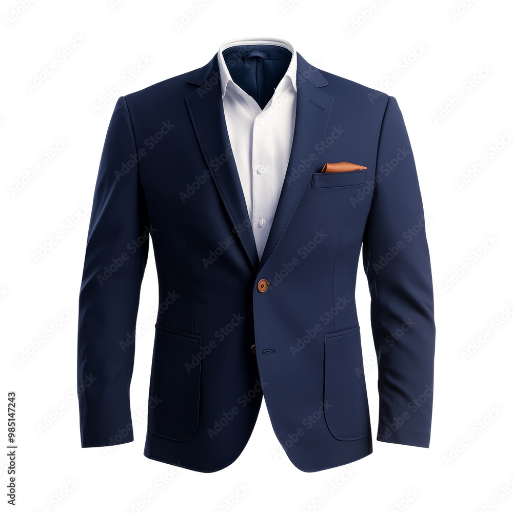 Blue Blazer with White Shirt and Pocket Square Blue Blazer with White Shirt and Pocket Square