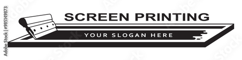 silk screen printing icon with squeegee isolated on white background