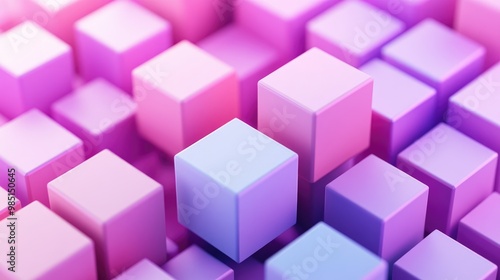 Abstract background with pink and blue cubes in a 3D pattern.