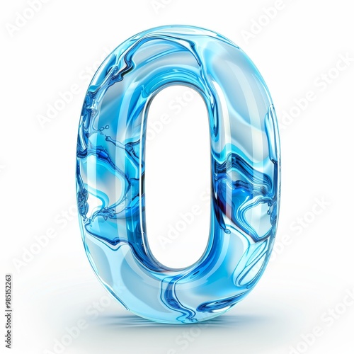 Water alphabet, realistic numbers water, water font number 0