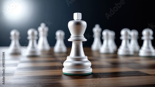 Elegant Chess Pieces on a Dark Board Background