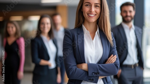 Confident Businesswoman Leading a Professional Team