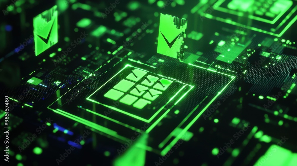 The concept of Vote Verification Systems in neon green and black colors The concept of Vote Verification Systems in neon green and black colors