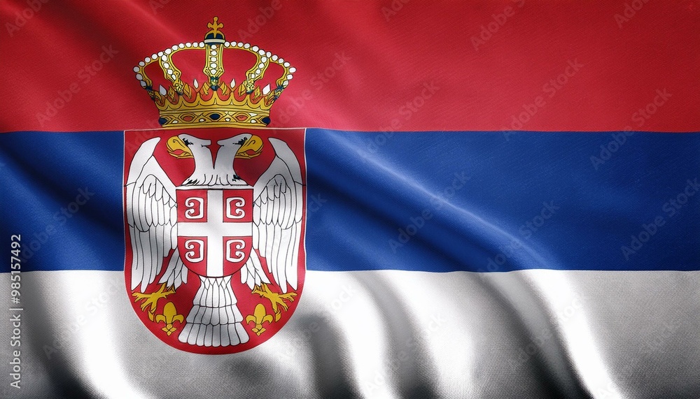 セルビアの国旗(waving national flag of Republic of Serbia.)
セルビアの国旗(waving national flag of Republic of Serbia.)