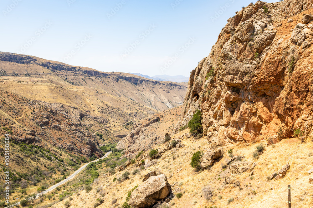 Obraz premium view of road in Noravank gorge near monastery
