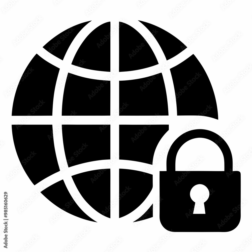 Globe with padlock symbolizing internet security and data protection Globe with padlock symbolizing internet security and data protection