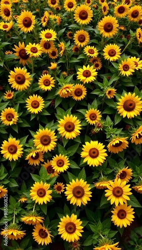 Vivid sunflower field in full bloom radiating warmth and joy