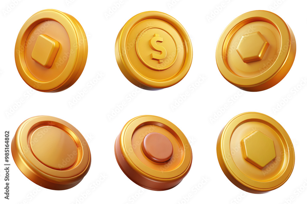 PNG coin 3d collection, in cartoon style minimal on transparent, white background, isolate
PNG coin 3d collection, in cartoon style minimal on transparent, white background, isolate