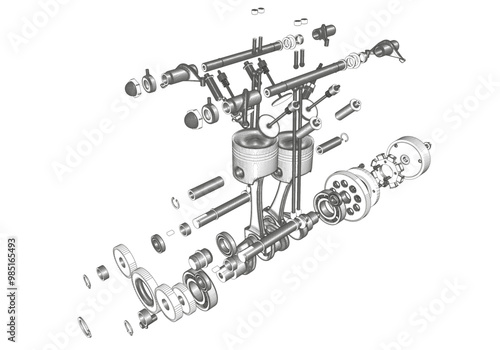 Various engine parts. Lots of parts.