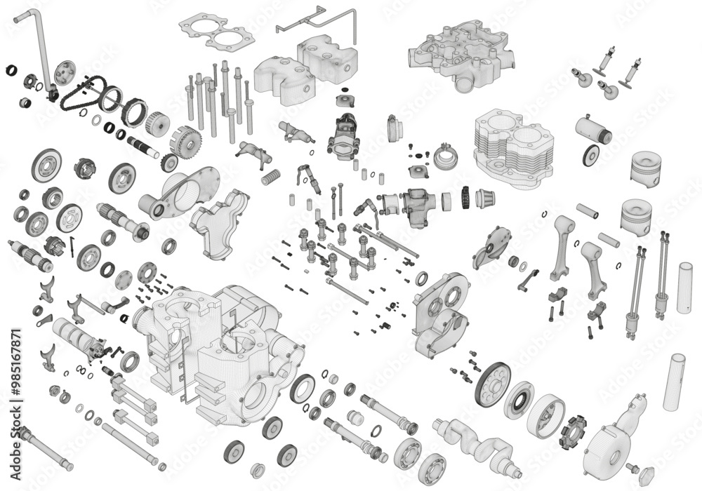 Various engine parts. Lots of parts. Various engine parts. Lots of parts.