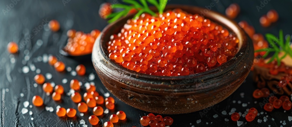 River Trout Caviar On A Dark Background River Trout Caviar On A Dark Background