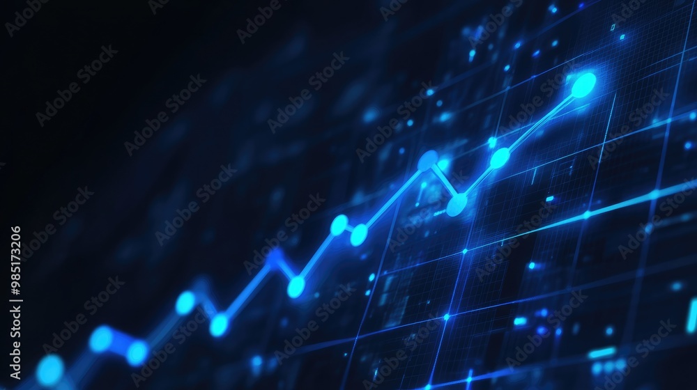 An upward trending line graph on a digital screen, illustrating growth and success. An upward trending line graph on a digital screen, illustrating growth and success.