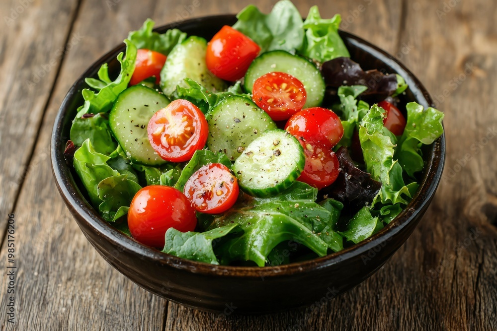 Fresh Green Salad with Cucumber and Cherry Tomatoes Fresh Green Salad with Cucumber and Cherry Tomatoes