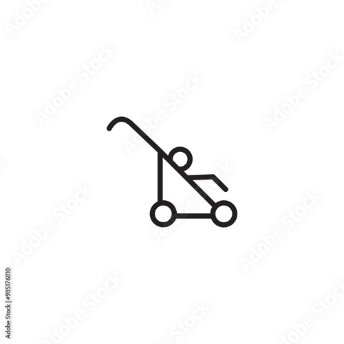 Baby stroller icon. Simple line drawing of a stroller, perfect for carrying a baby. Editable icon.