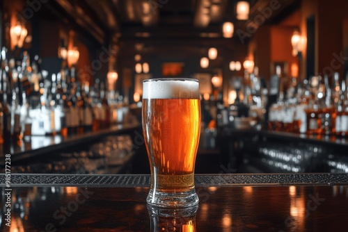 Draft beer served on a bar counter