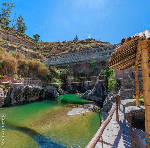 Thermal Baths of Chacapi, a place for recreation and adventure sports. Arequipa Peru