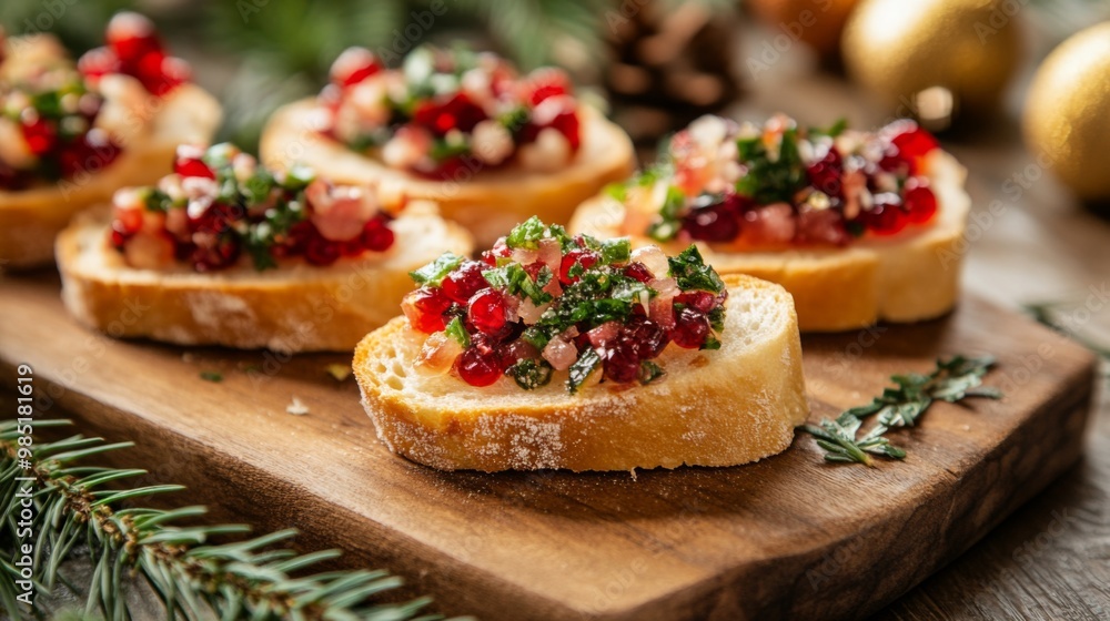 Christmas Appetizer with Pomegranate and Herb Topping Christmas Appetizer with Pomegranate and Herb Topping