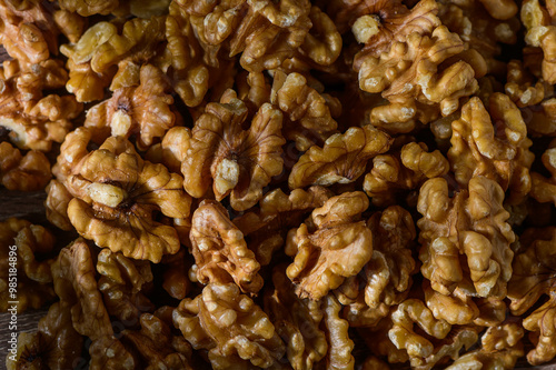 Peeled walnuts , closeup view. Healthy nuts for snack