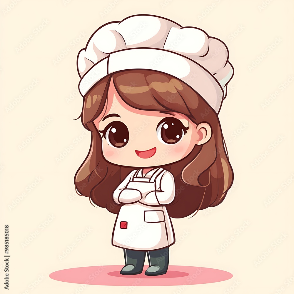 Cute Cartoon Chef Girl Character Illustration Cute Cartoon Chef Girl Character Illustration