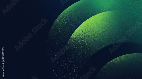 Glowing green light ring black background grainy gradient noise texture poster banner backdrop abstract design, power point background 