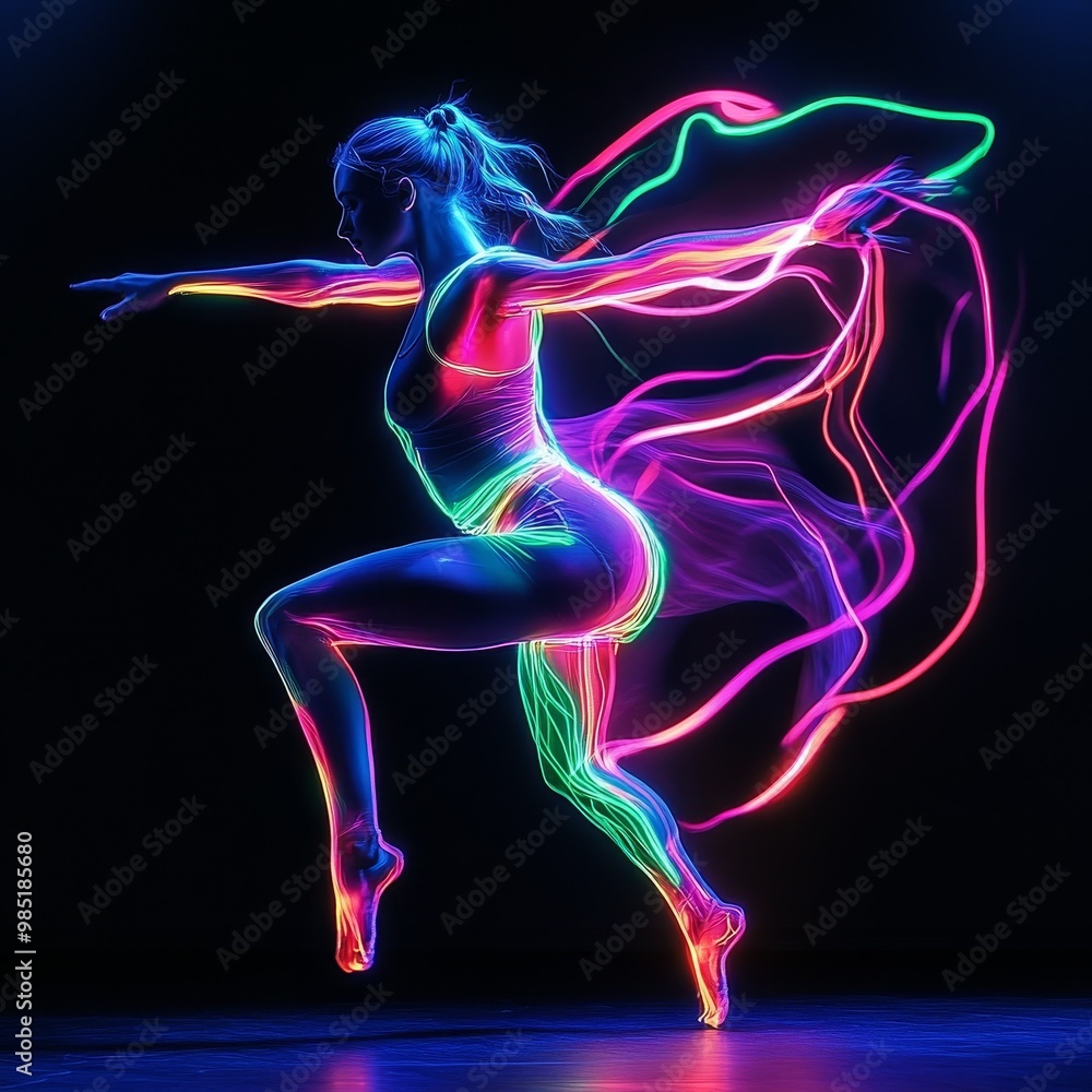Colorful Neon Dance Move in Motion Colorful Neon Dance Move in Motion