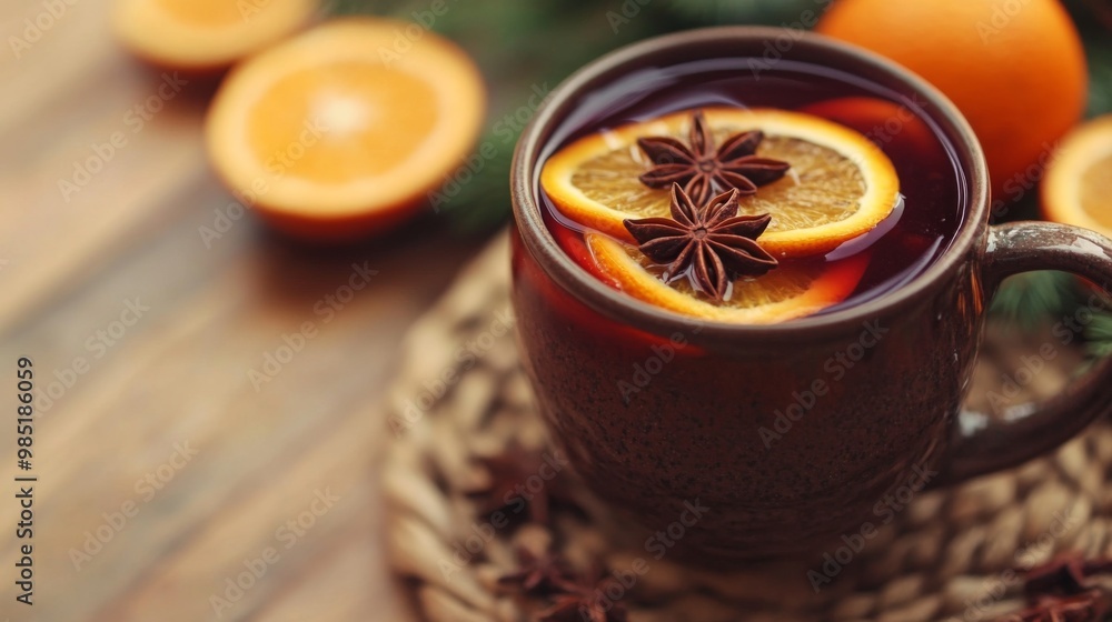Mulled Wine with Orange Slices and Star Anise Mulled Wine with Orange Slices and Star Anise