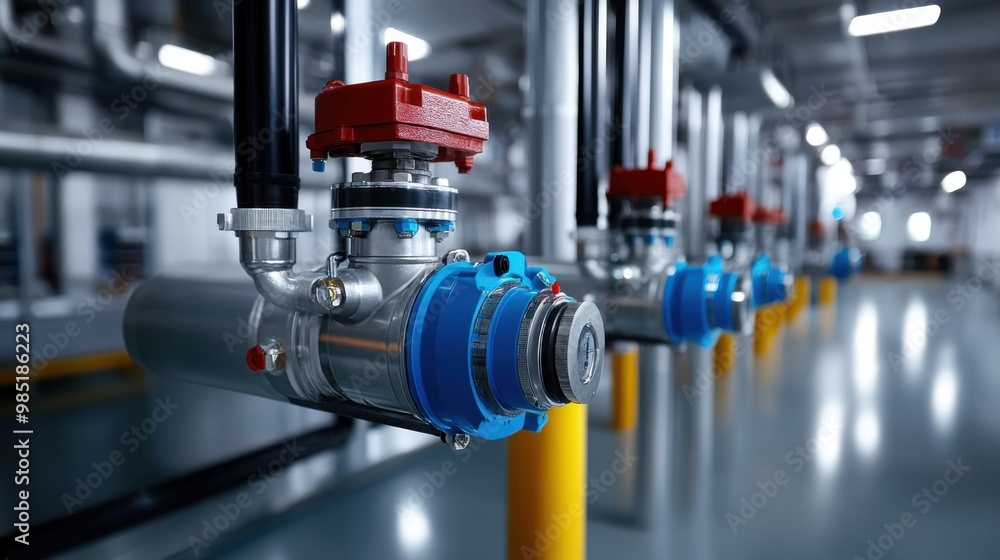 Industrial Pipeline with Valves and Connectors Industrial Pipeline with Valves and Connectors