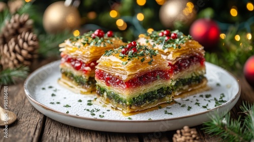 Wallpaper Mural Festive Baklava with Cranberries and Pistachios Torontodigital.ca