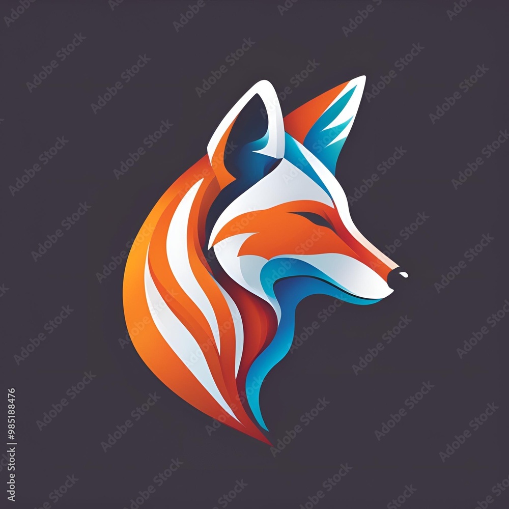 Obraz premium Fox Logo Design, Fox Head Illustration, 