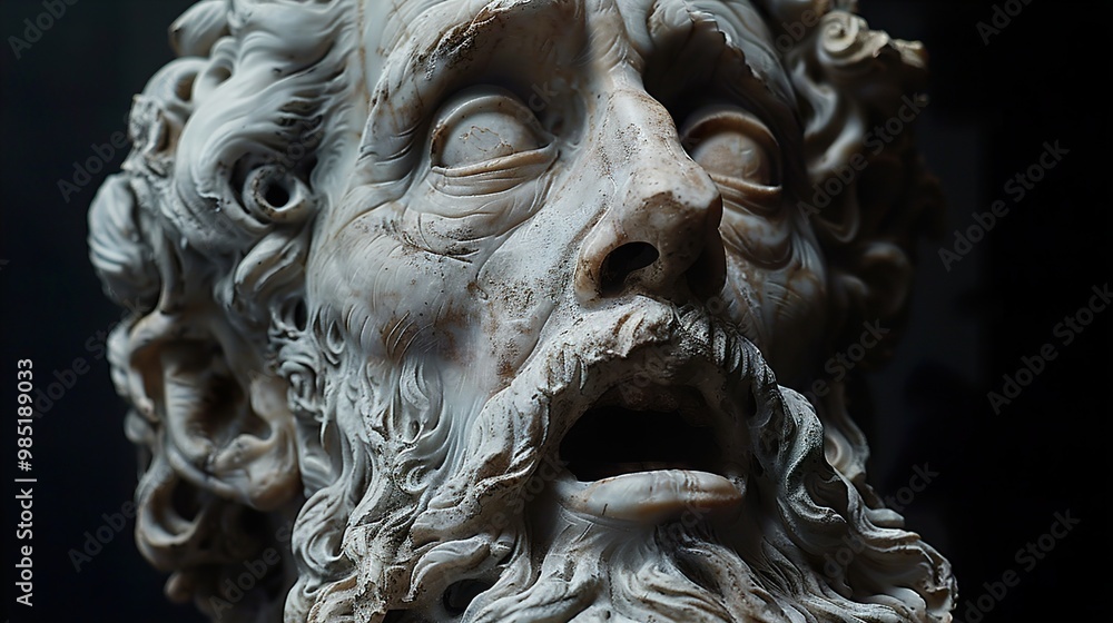 Close-Up of a Marble Sculpture: A Study in Human Emotion Close-Up of a Marble Sculpture: A Study in Human Emotion