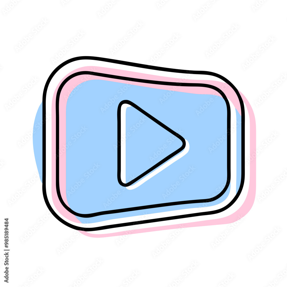A blue and pink square with a white arrow pointing to the right. The square is a representation of a video player A blue and pink square with a white arrow pointing to the right. The square is a representation of a video player