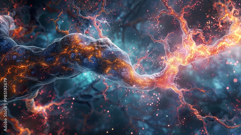 Microscopic Neuron: A Glowing Network of Life Microscopic Neuron: A Glowing Network of Life