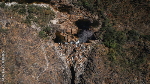 Chapada dos Veadeiros national park, yellow trail, Cachoeira do Carioca, Canyons, landscape of rocks and deep waterholes, Goias, Brazil photo