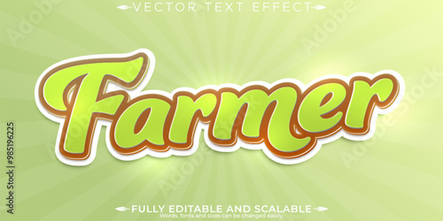 Farmer editable text effect, editable agriculture and field text style