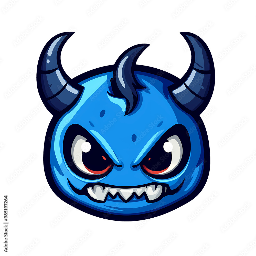 A Fierce Blue Monster With Sharp Horns and Menacing Eyes Showcases Its Intimidating Presence A Fierce Blue Monster With Sharp Horns and Menacing Eyes Showcases Its Intimidating Presence