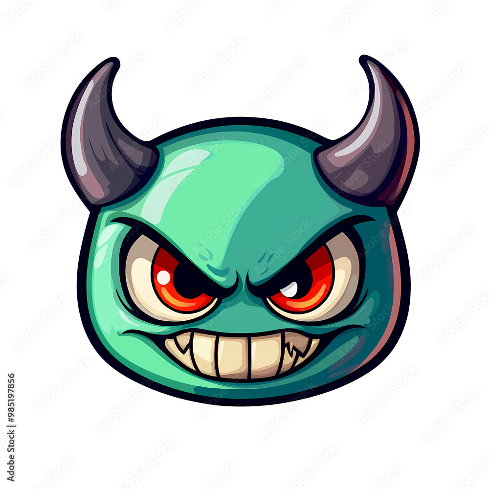 A Mischievous Green Creature With Sharp Horns and a Sinister Grin, Exuding Playful Menace A Mischievous Green Creature With Sharp Horns and a Sinister Grin, Exuding Playful Menace