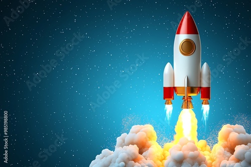 Abstract rocket launching, representing business acceleration and rapid development in a modern design