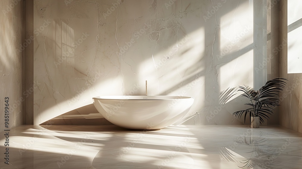 Modern Minimalist Bathroom with Freestanding Bathtub and Natural Light Modern Minimalist Bathroom with Freestanding Bathtub and Natural Light